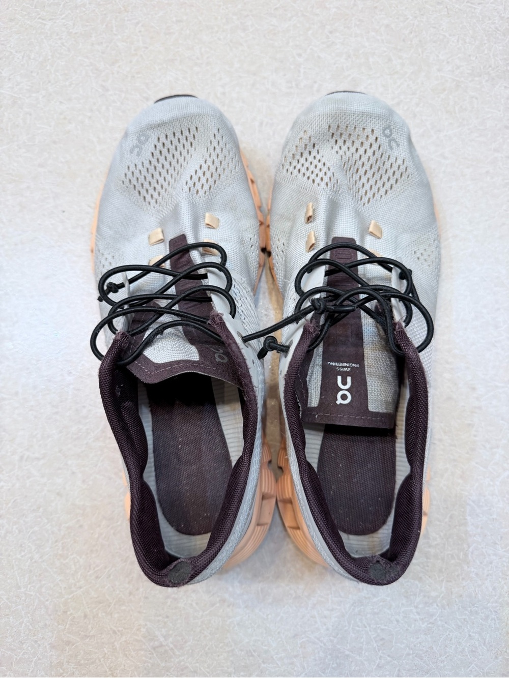On Running Women’s Athletic Shoes in Light Gray, Peach and Black